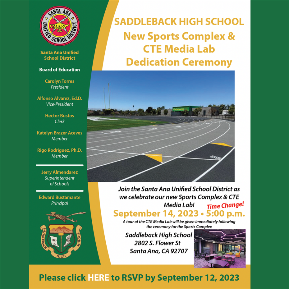  Sept. 14: Dedication Ceremony for Saddleback High School's New Sports Complex & CTE Media Lab